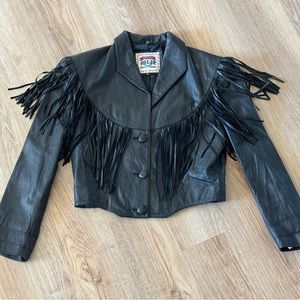 Women’s fringe leather jacket